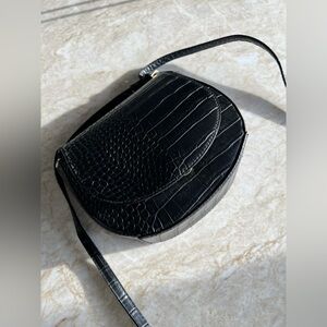 a new day Black Crocodile-Embossed Crossbody Bag